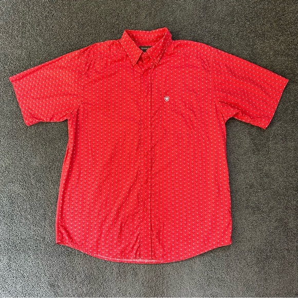 Mens Ariat Stanton Print Classic Fit Short Sleeve Shirt Button Up Size Large - Picture 2 of 10